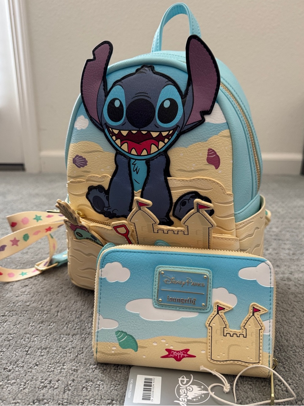 Disney Parks x Loungefly Stitch Sandcastle Mini Backpack & Wallet Set